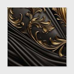 Холст квадратный Объемные золотые узоры на черной ткани лепнина, цвет: 3D-принт — фото 2