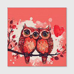 Холст квадратный Влюбленные совушки, цвет: 3D-принт — фото 2