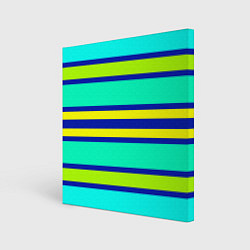 Холст квадратный Неоновая бирюза в полоску, цвет: 3D-принт