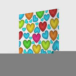 Холст квадратный Сердца нарисованные цветными карандашами, цвет: 3D-принт