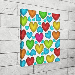 Холст квадратный Сердца нарисованные цветными карандашами, цвет: 3D-принт — фото 2