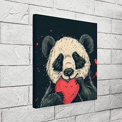 Холст квадратный Влюбленная панда обнимает сердечко, цвет: 3D-принт — фото 2