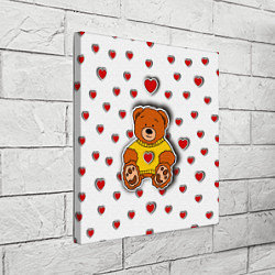 Холст квадратный Стикер наклейка мишка и сердце объемный рисунок, цвет: 3D-принт — фото 2