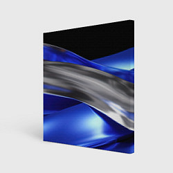Картина квадратная Серебряная вставка на синей абстракции