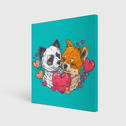 Картина квадратная Влюбленная собачка и лисичка