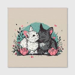Холст квадратный 14 февраля влюбленные котики, цвет: 3D-принт — фото 2