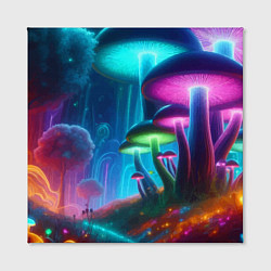 Холст квадратный Планета цветных неоновых грибов, цвет: 3D-принт — фото 2