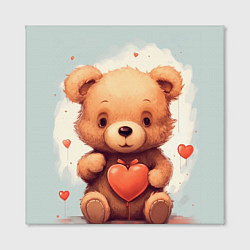 Холст квадратный Медвежонок с сердечком 14 февраля, цвет: 3D-принт — фото 2