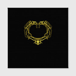 Холст квадратный Сердце желтыми энергетическими линиями на черном, цвет: 3D-принт — фото 2