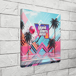 Холст квадратный Gta 6 логотип в стиле vice city, цвет: 3D-принт — фото 2