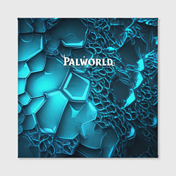Холст квадратный Palworld логотип на ярких синих неоновых плитах, цвет: 3D-принт — фото 2