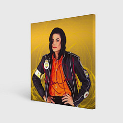 Холст квадратный Michael Jackson на золотом фоне с графикой, цвет: 3D-принт