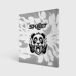 Холст квадратный Skillet рок панда на светлом фоне, цвет: 3D-принт