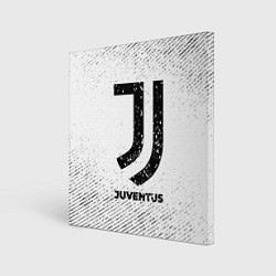 Холст квадратный Juventus с потертостями на светлом фоне, цвет: 3D-принт