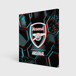 Холст квадратный Arsenal FC в стиле glitch на темном фоне, цвет: 3D-принт
