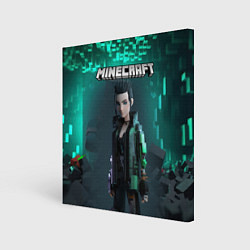 Картина квадратная Minecraft cyberpunk green neon
