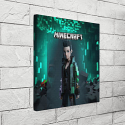 Холст квадратный Minecraft cyberpunk green neon, цвет: 3D-принт — фото 2