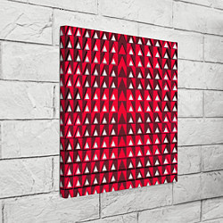Холст квадратный Белые треугольники на красном фоне, цвет: 3D-принт — фото 2