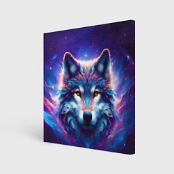 Холст квадратный Волк и звезды, цвет: 3D-принт