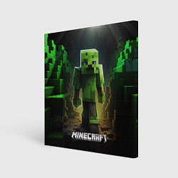 Картина квадратная Minecraft зеленый квадратный монстр