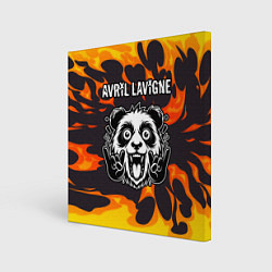 Холст квадратный Avril Lavigne рок панда и огонь, цвет: 3D-принт