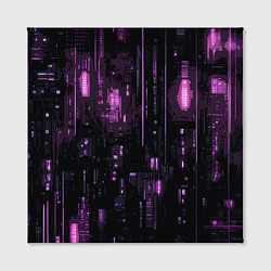 Холст квадратный Киберпанк светящиеся фиолетовые элементы, цвет: 3D-принт — фото 2