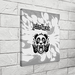 Холст квадратный Judas Priest рок панда на светлом фоне, цвет: 3D-принт — фото 2