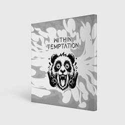 Холст квадратный Within Temptation рок панда на светлом фоне, цвет: 3D-принт