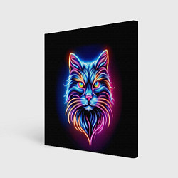 Картина квадратная Суровый неоновый кот