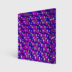 Холст квадратный Фиолетовый узор и чёрная обводка, цвет: 3D-принт
