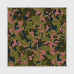 Холст квадратный Камуфляжный паттерн зеленый с розовыми пятнами, цвет: 3D-принт — фото 2