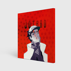 Холст квадратный Джотаро Куджо на фоне звездочек из ДжоДжо, цвет: 3D-принт