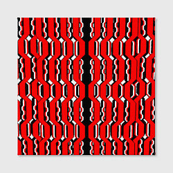 Холст квадратный Красные и белые техно линии, цвет: 3D-принт — фото 2