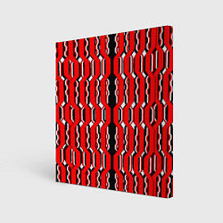 Холст квадратный Красные и белые техно линии, цвет: 3D-принт