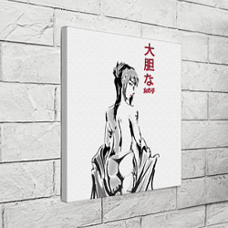 Холст квадратный Девушка вполоборота в стиле манга с японскими иеро, цвет: 3D-принт — фото 2