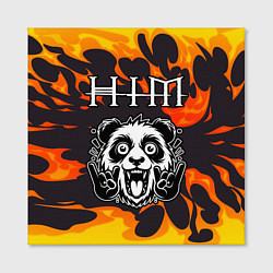 Холст квадратный HIM рок панда и огонь, цвет: 3D-принт — фото 2