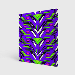Холст квадратный Техно броня фиолетово-зелёная, цвет: 3D-принт