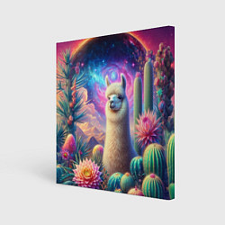 Картина квадратная Альпака в кактусах и портал