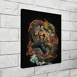 Холст квадратный Муай-Тай боец и зеленый дракон, цвет: 3D-принт — фото 2