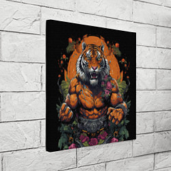 Холст квадратный Муай-Тай тигр в стойке боевые искусства, цвет: 3D-принт — фото 2