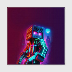 Холст квадратный Cyberpunk and Minecraft - collaboration ai art, цвет: 3D-принт — фото 2