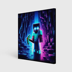 Картина квадратная Minecraft - neon character ai art