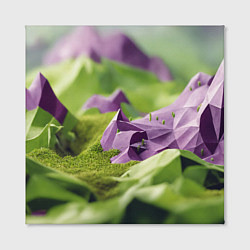 Холст квадратный Геометрический пейзаж фиолетовый и зеленый, цвет: 3D-принт — фото 2
