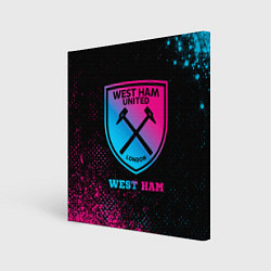 Холст квадратный West Ham - neon gradient, цвет: 3D-принт