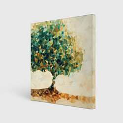 Холст квадратный Многоугольное дерево с листьями, цвет: 3D-принт