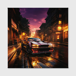 Холст квадратный Спорткар на вечерней улице, цвет: 3D-принт — фото 2