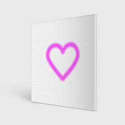 Холст квадратный Неоновое сиреневое сердце, цвет: 3D-принт