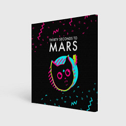Холст квадратный Thirty Seconds to Mars - rock star cat, цвет: 3D-принт