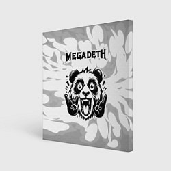 Холст квадратный Megadeth рок панда на светлом фоне, цвет: 3D-принт