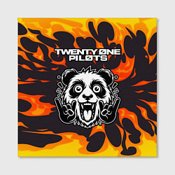 Холст квадратный Twenty One Pilots рок панда и огонь, цвет: 3D-принт — фото 2